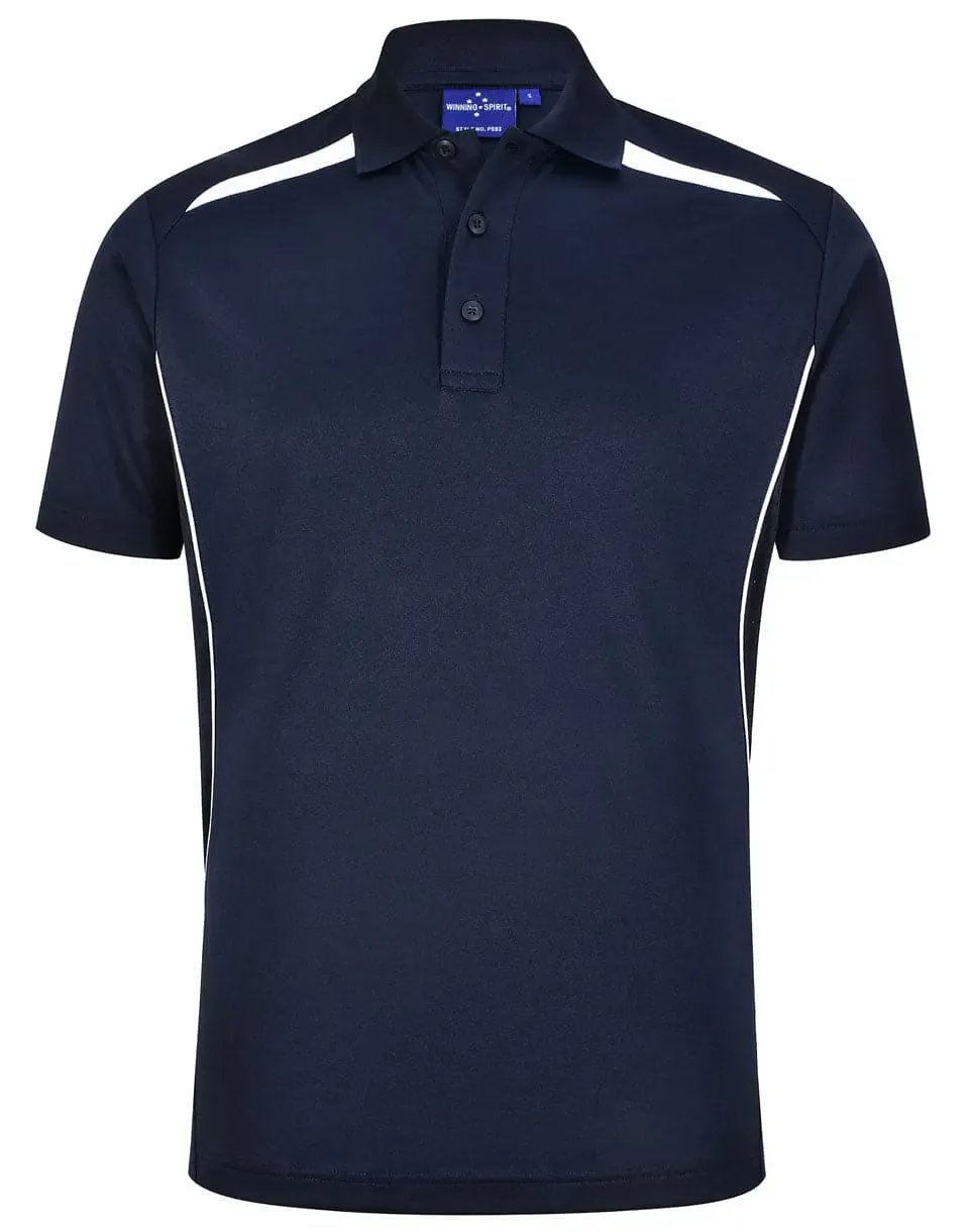 Winning Spirit Men's Sustainable Poly-Cotton Contrast Polo Shirt PS93 in Navy/White